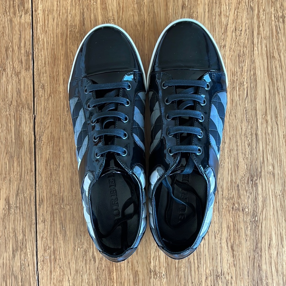 Burberry Quilted Patent Lace Up Sneakers